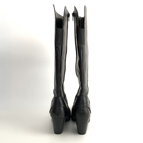 BOC by Born Boots 7.5M Black Tall Leather Harness Buckle Zip Up - Picture 7 of 12